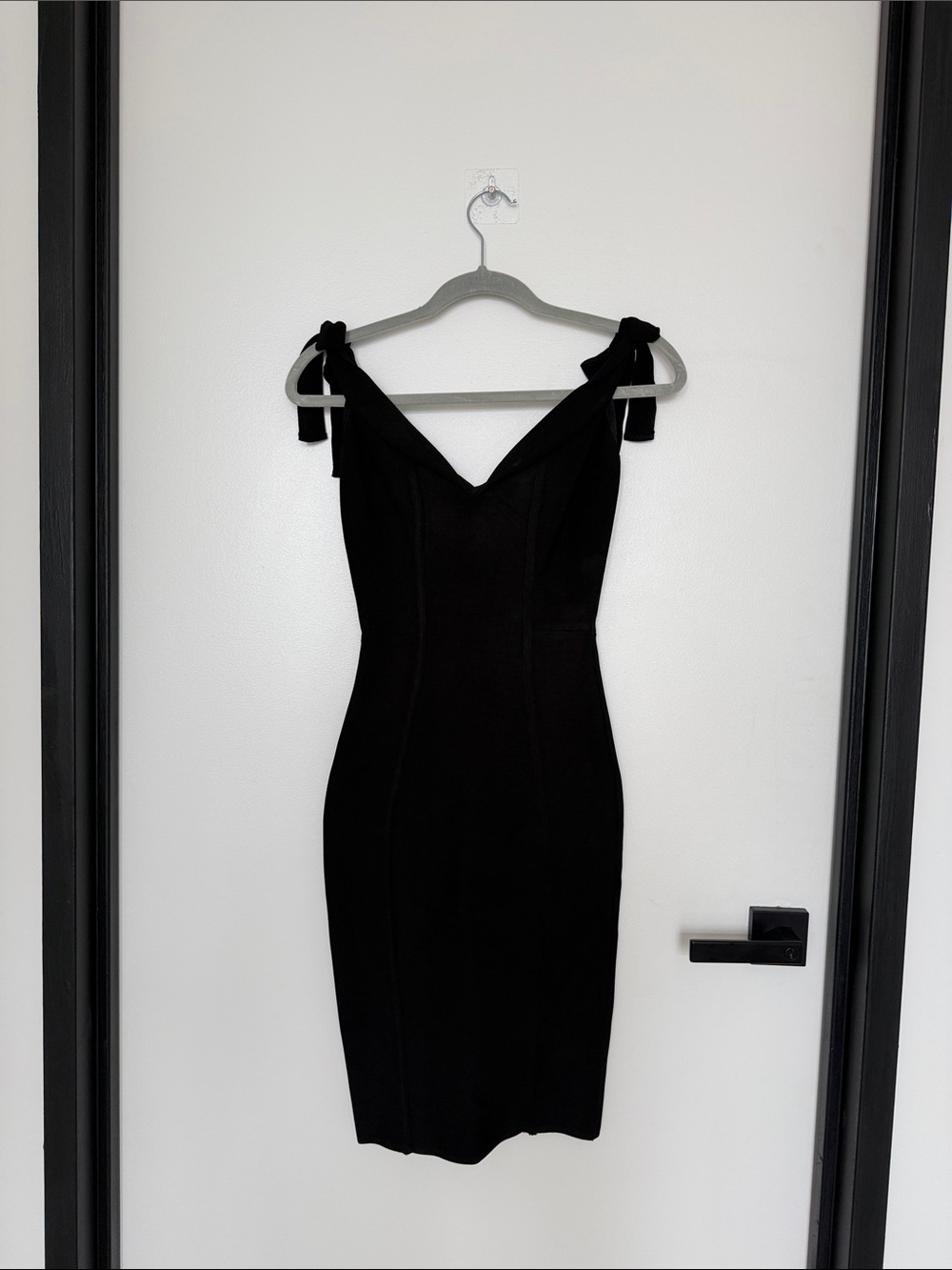 House of CB Black Tie-Shoulder Midi Dress